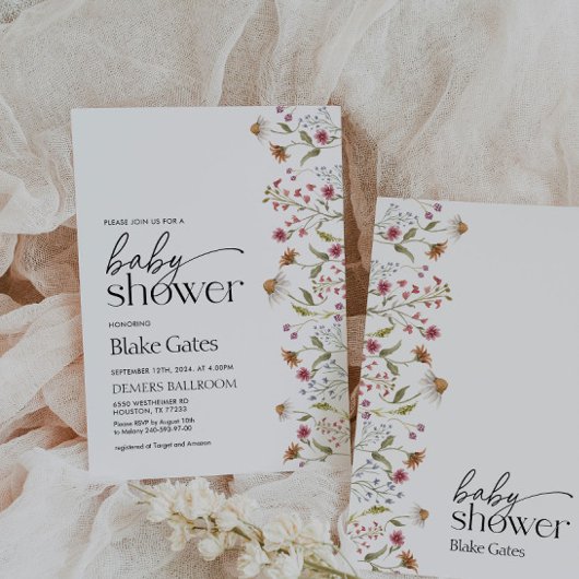 ワイルドフラワーベビーシャワー招待状 招待状