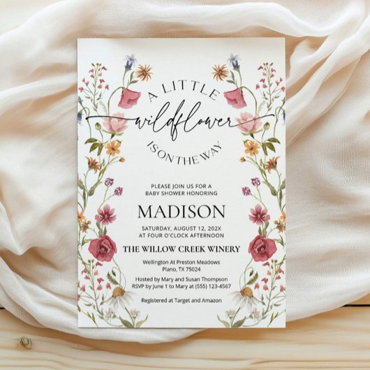 ワイルドフラワーベビーシャワー招待状 招待状