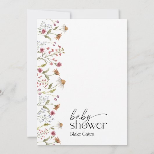 ワイルドフラワーベビーシャワー招待状 招待状 (裏面)