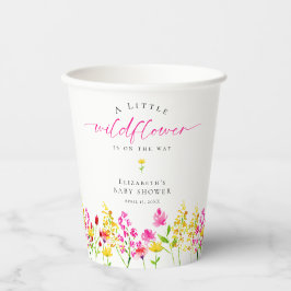 ワイルドフラワーベビーシャワー水彩フローラかわいいピンク 紙コップ