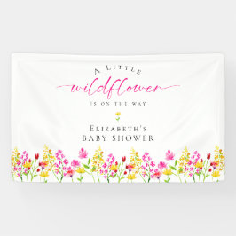 ワイルドフラワーベビーシャワー水彩フローラ背景 横断幕