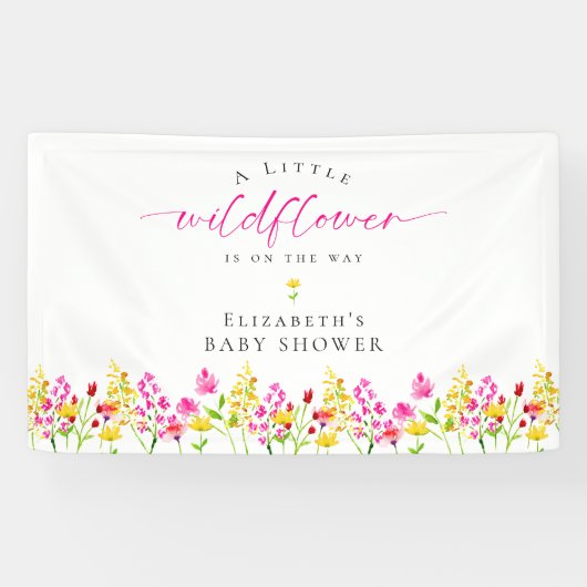 ワイルドフラワーベビーシャワー水彩フローラ背景 横断幕 (横)