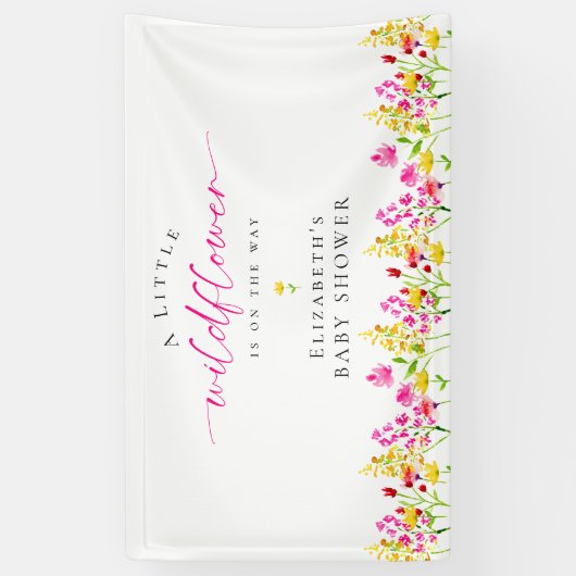 ワイルドフラワーベビーシャワー水彩フローラ背景 横断幕 (縦)