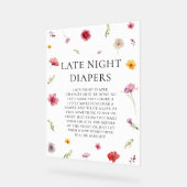 ワイルドフラワーベビーシャワー深夜おむつゲーム アクリルサイン (傾斜)