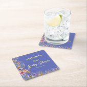 ワイルドフラワーベビーシャワー紙コースター スクエアペーパーコースター (インサイチュ)