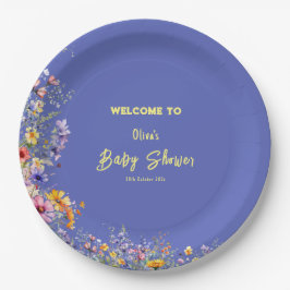 ワイルドフラワーベビーシャワー紙プレート ペーパープレート