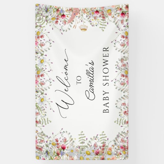 ワイルドフラワーベビーシャワー背景バナー 横断幕 (縦)