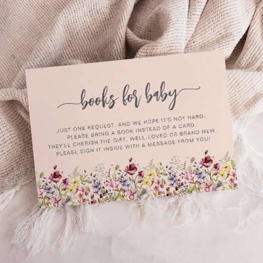 ワイルドフラワーベビーシャワー赤面ブックリクエスト エンクロージャーカード