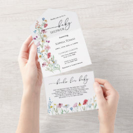 ワイルドフラワーベビーシャワー オールインワン招待状