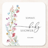 ワイルドフラワーベビーシャワー スクエアペーパーコースター (正面)
