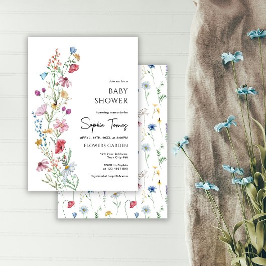 ワイルドフラワーベビーシャワー 招待状