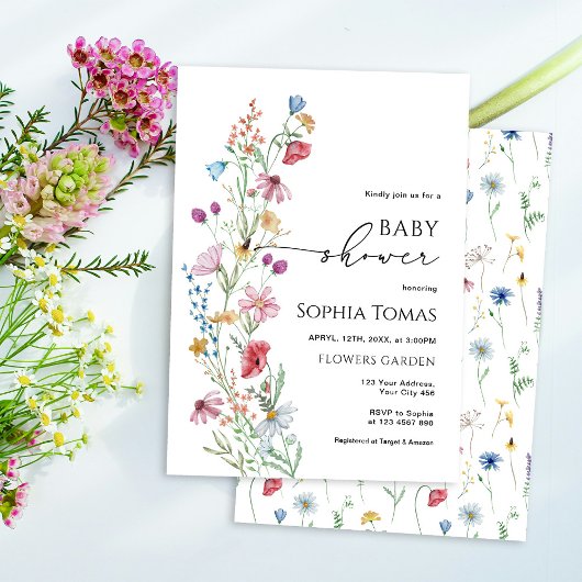ワイルドフラワーベビーシャワー 招待状