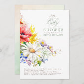 ワイルドフラワーベビーシャワー 招待状 (正面/裏面)