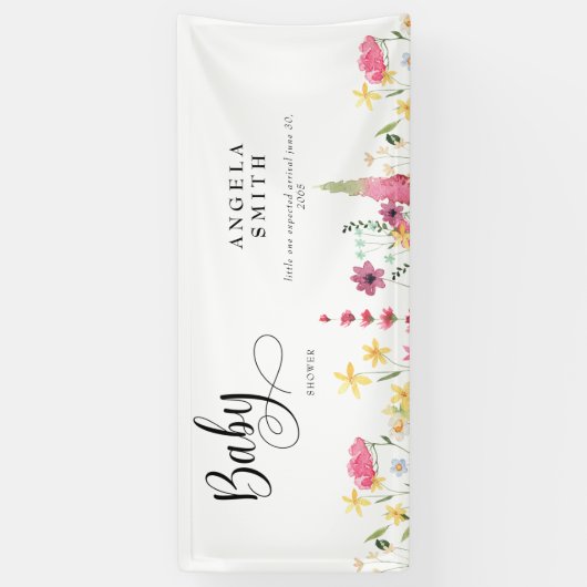 ワイルドフラワーベビーシャワー 横断幕 (縦)