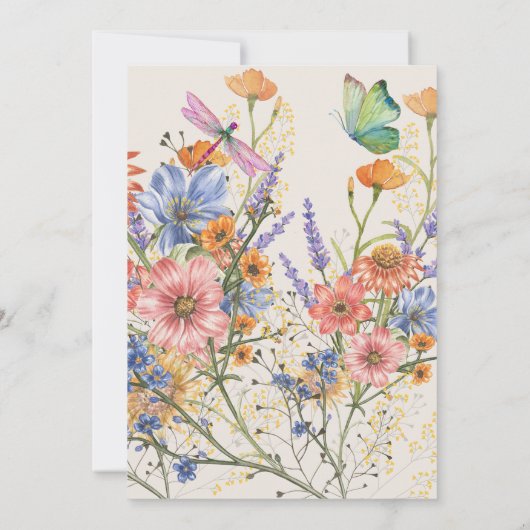 ワイルドフラワーベビーシャワーBOHOプリントまたはデジタル 招待状 (裏面)