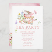 ワイルドフラワーベビーティーパーティーシャワー招待状 招待状 (正面/裏面)