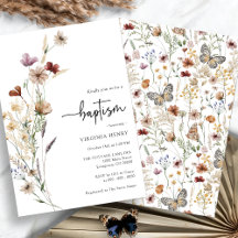 ワイルドフラワーベビーバプテスマ招待状