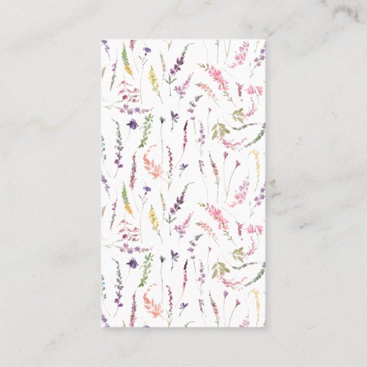 ワイルドフラワーベビーフローラベビースシャワー用の本 名刺 (裏面)