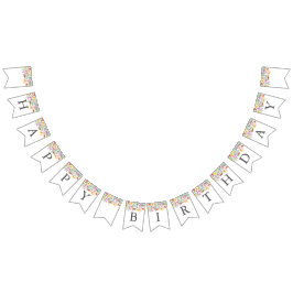 ワイルドフラワーベビーモダンガール1st誕生日パーティー バンティングフラッグ