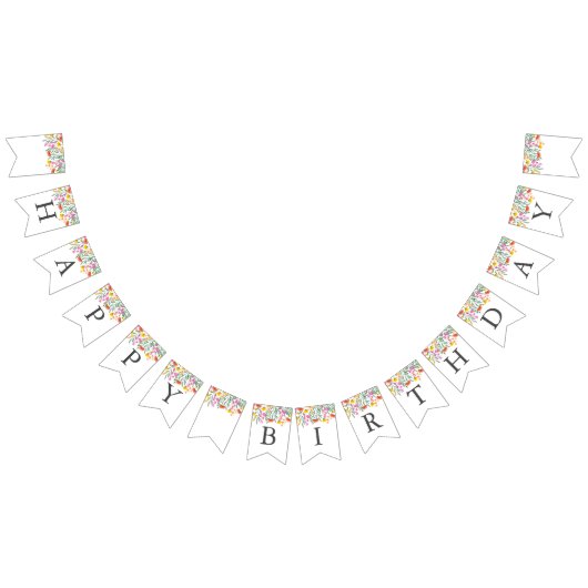 ワイルドフラワーベビーモダンガール1st誕生日パーティー バンティングフラッグ (全)