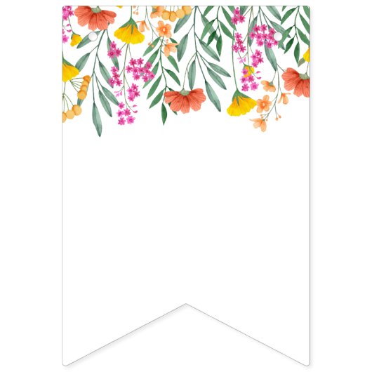 ワイルドフラワーベビーモダンガール1st誕生日パーティー バンティングフラッグ (第1の旗)