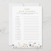 ワイルドフラワーベビーワードスクランブルダウンロード可能カード 招待状 (正面)