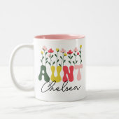 ワイルドフラワーベビー叔母に明らかにカスタム妊娠 ツートーンマグカップ (左)