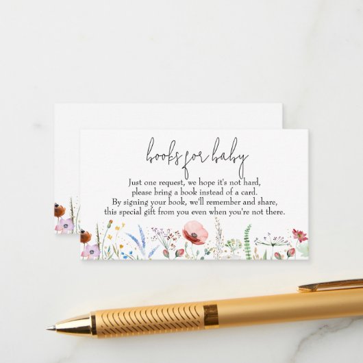 ワイルドフラワーベビー用の本ベイビーシャワー エンクロージャーカード (正面/裏面インサイチュ)
