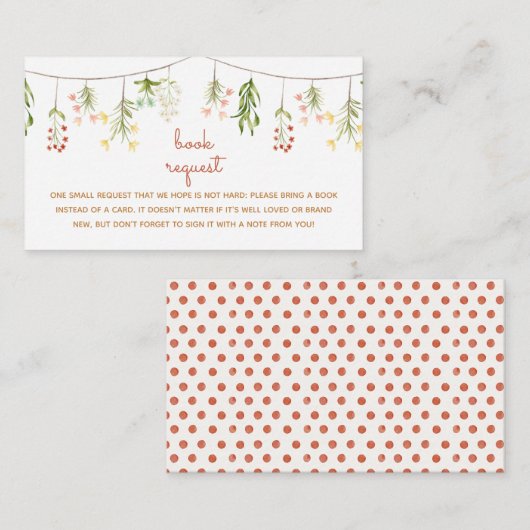 ワイルドフラワーベビー素朴シャワーブックリクエスト エンクロージャーカード (正面/裏面)