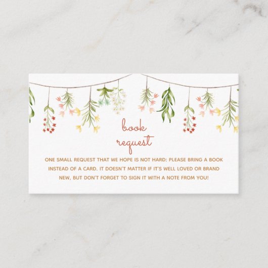 ワイルドフラワーベビー素朴シャワーブックリクエスト エンクロージャーカード (正面)