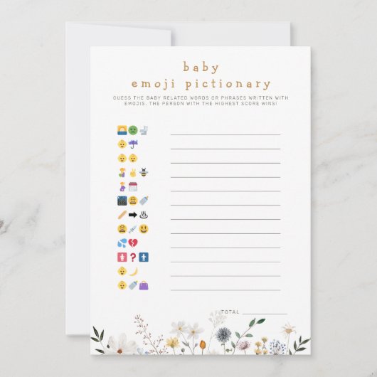 ワイルドフラワーベビー絵文字ダウンロード可能カード 招待状 (正面)