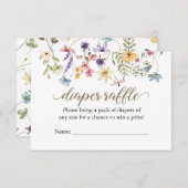 ワイルドフラワーベビー開花おむつラッフルカード 招待状 (正面/裏面)