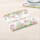 ワイルドフラワーベビー開花の赤ちゃんシャワー スクエアペーパーコースター (アングル)