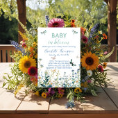 ワイルドフラワーベビー開花の赤ちゃんシャワー 招待状