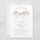 ワイルドフラワーベビー開花カップルの赤ちゃんシャワー 招待状 (正面)