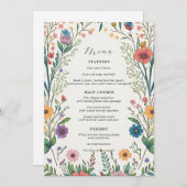 ワイルドフラワーベビー開花シャワーメニューカード 招待状 (正面/裏面)