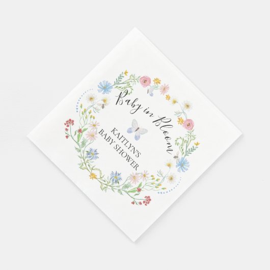 ワイルドフラワーベビー開花フローラ水色シャワー スタンダードランチョンナプキン (角)