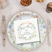 ワイルドフラワーベビー開花フローラ水色シャワー スタンダードランチョンナプキン