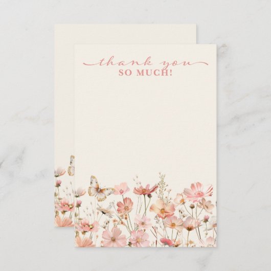 ワイルドフラワーベビー開花ベビーシャワーありがとう サンキューカード (正面/裏面)