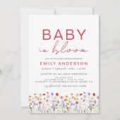 ワイルドフラワーベビー開花ベビーシャワーフローラ 招待状 (正面)