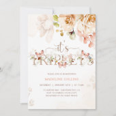 ワイルドフラワーベビー開花三つ子シャワー 招待状 (正面)