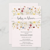 ワイルドフラワーベビー開花春フローラベビースシャワー 招待状 (正面/裏面)