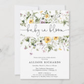 ワイルドフラワーベビー開花春フローラベビースシャワー 招待状 (正面)