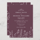 ワイルドフラワーベルベット結婚式招待状 招待状 (正面/裏面)