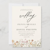 ワイルドフラワーベージュフォトボホモノグラム結婚ズ 招待状 (正面)