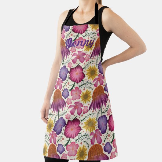 ワイルドフラワーベージュフローラパーソナライズされたエプロン エプロン (インサイチュ)