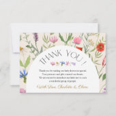 ワイルドフラワーベージュフローラベビーシャワーサンキューカード 招待状 (正面)