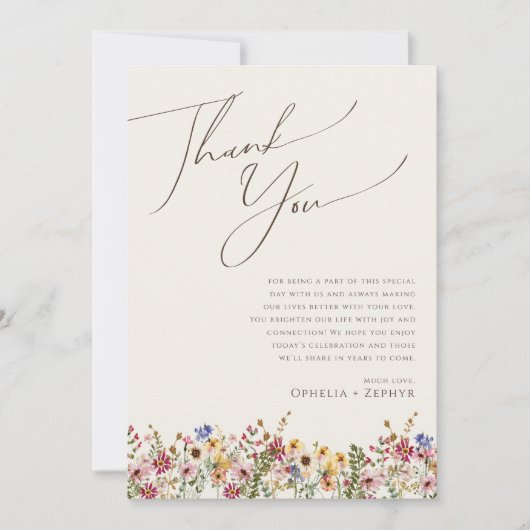 ワイルドフラワーベージュメドウ披露宴テーブルサンキューサンキュー (正面)