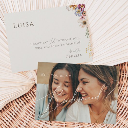 ワイルドフラワーベージュ色あせた写真の花嫁カード 招待状