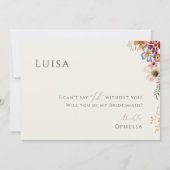 ワイルドフラワーベージュ色あせた写真の花嫁カード 招待状 (裏面)